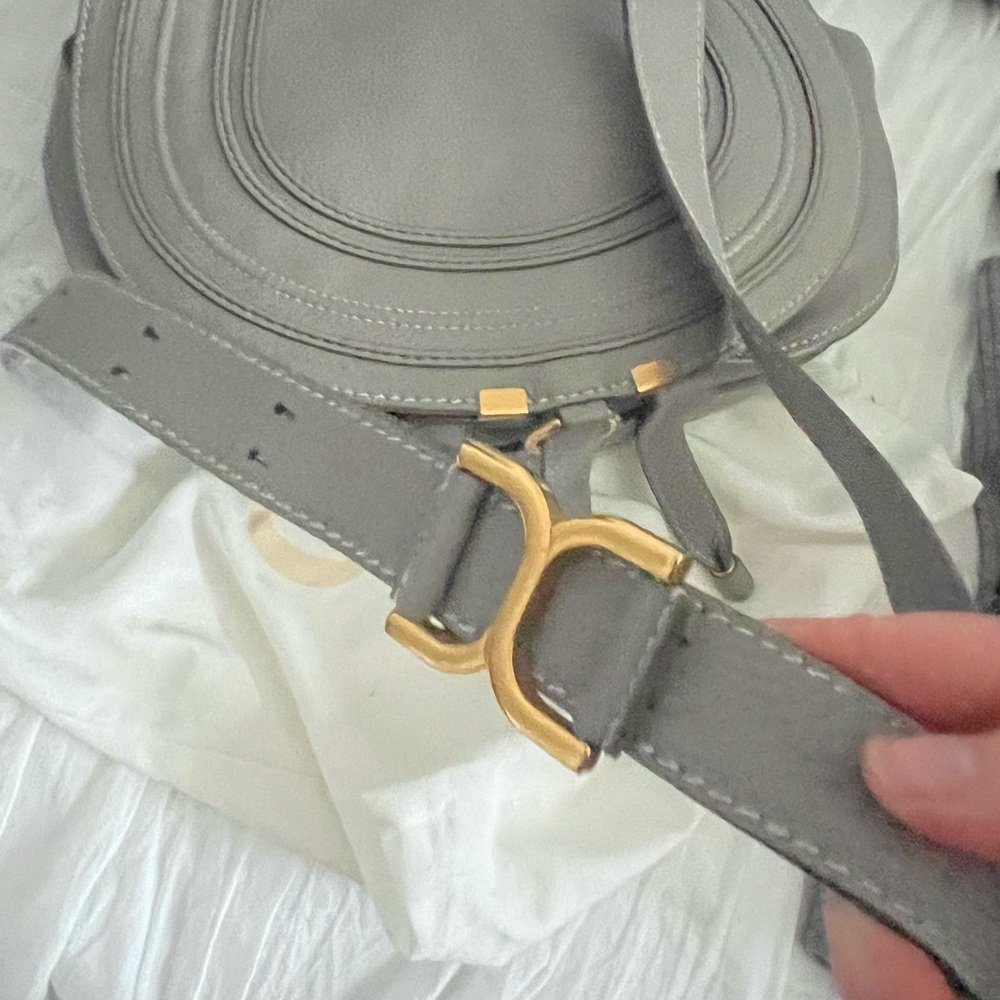 Chloe Marcie large Saddle bag grey - Picture 12 of 13